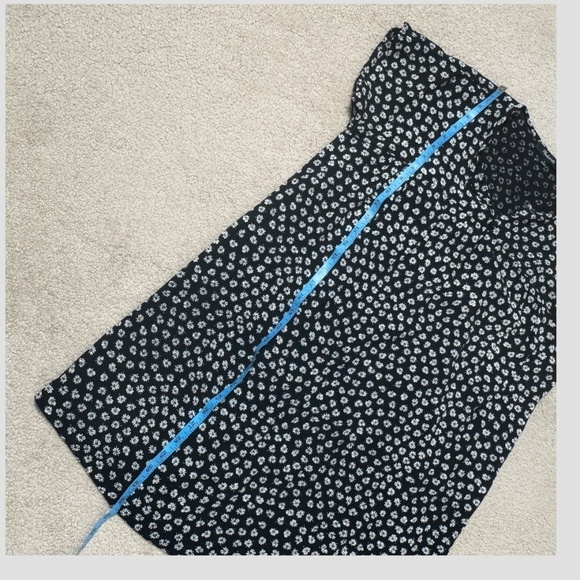 Madewell Shift Dress Black White Floral Short Sleeve Button Neck Mini Dress Sz S - Picture 7 of 10